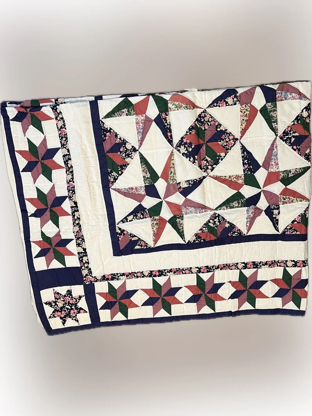 Vintage New NOS Kwilt-X Patchwork Star Constellation Quilt Hand Quilted Twin